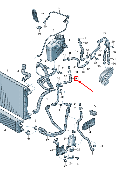 new audi a5 f5 engine coolant hose 8w0145930 original