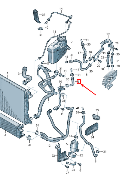 new audi a5 f5 engine coolant hose 8w0145930 original