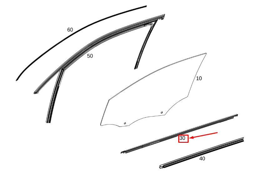 new mb glb x247 front left door window outer sealing rail a2477255700 original