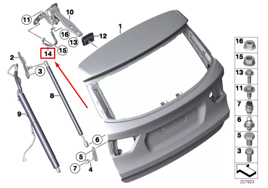 NEW BMW X3 F25 HINGE/TRUNK LID EARTH STRAP 7273679 51247273679 ORIGINAL