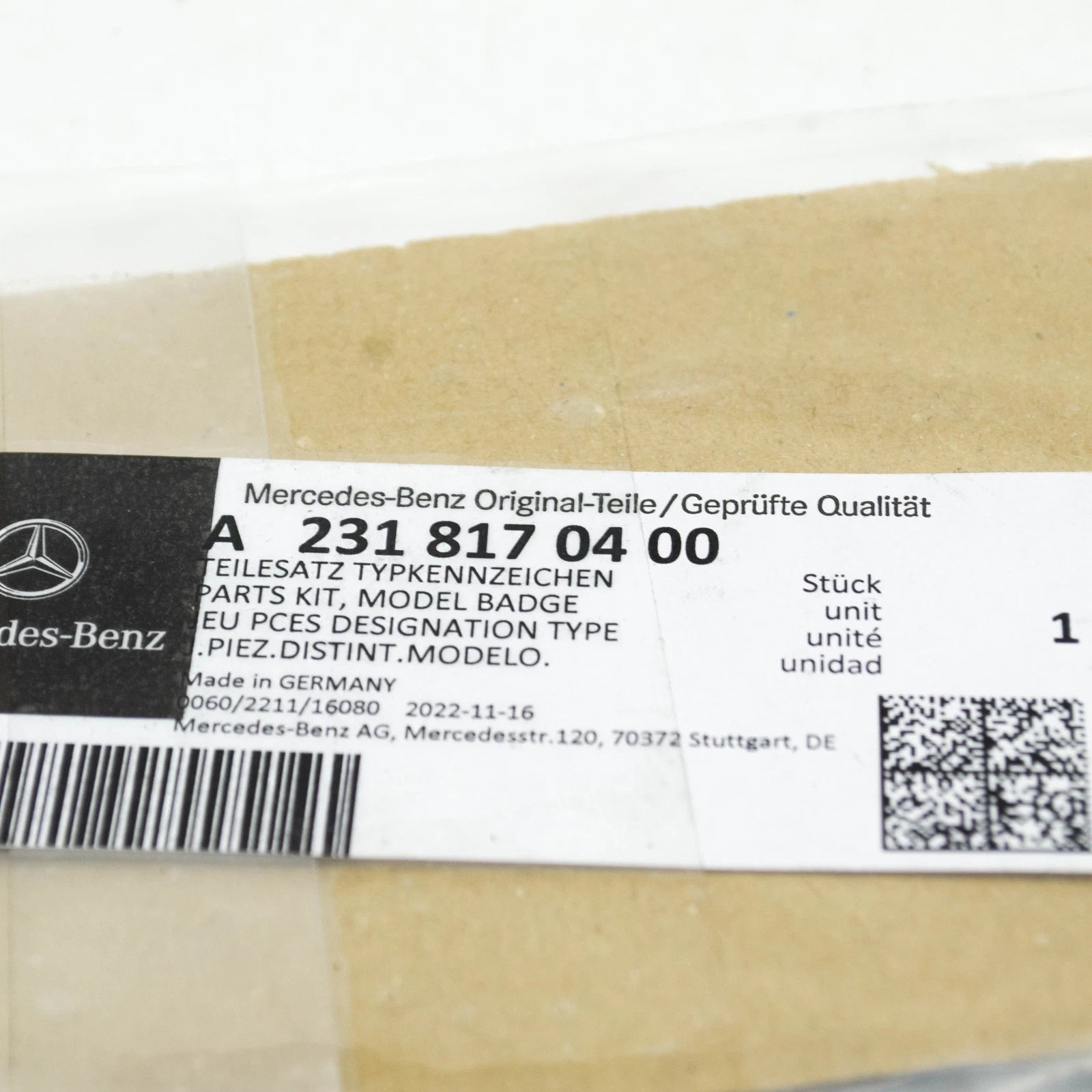 NEW MERCEDES-BENZ SL R231 WING LEFT MANUFACTURER BADGE A2318170400 ORIGINAL