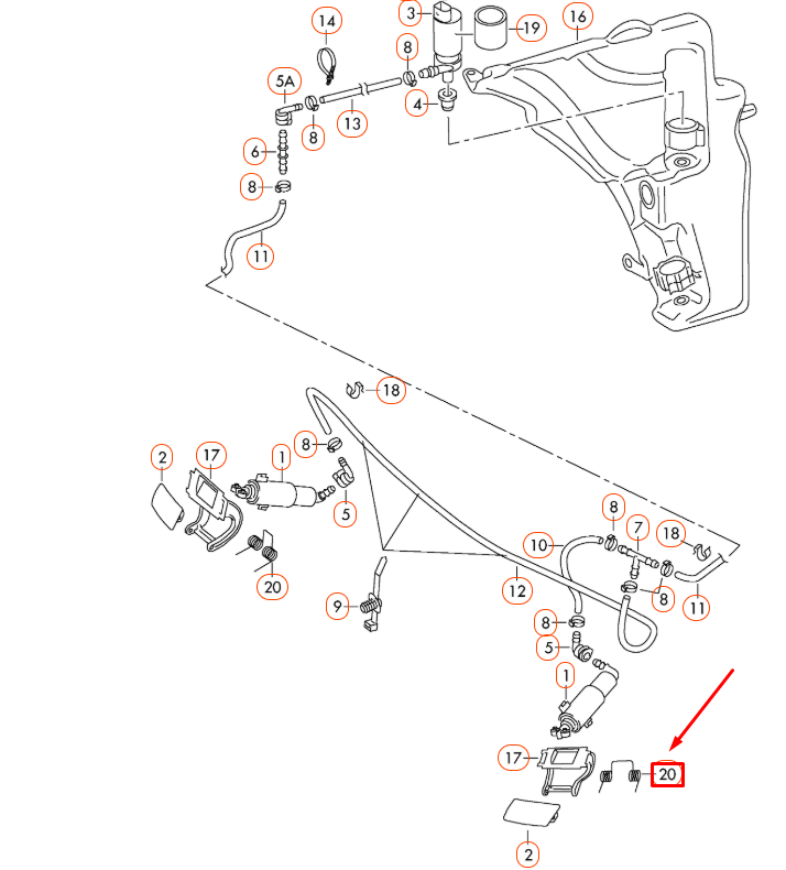 new audi a4 b8 headlight washer spring clip 8k0955339 original
