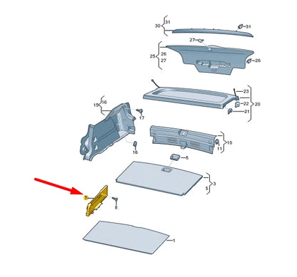 NEW VW ID.3 E11 LUGGAGE COMPARTMENT LEFT MOUNTING BLOCK 10A8588314PK ORIGINAL