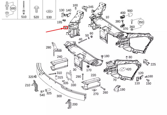 NEW MERCEDES-BENZ S W222 FRONT RIGHT LAMP FRAME A2226200002 ORIGINAL