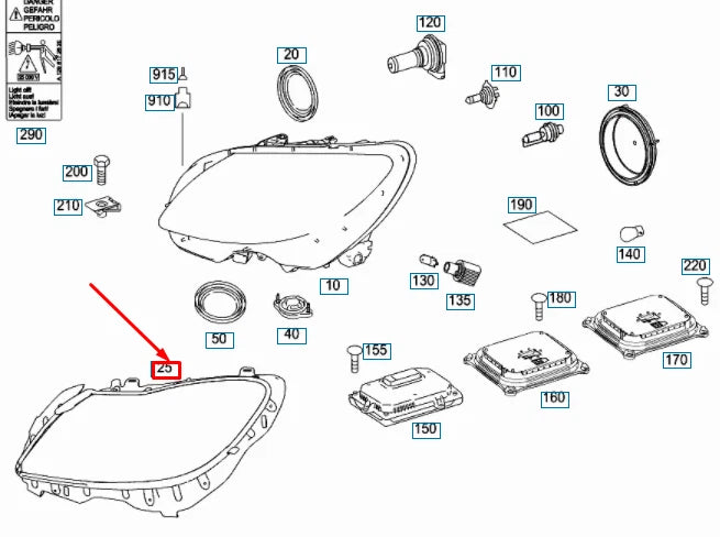 NEW MB CL C216 FRONT RIGHT LIGHTING UNIT SEALING FRAME A2168260358 ORIGINAL