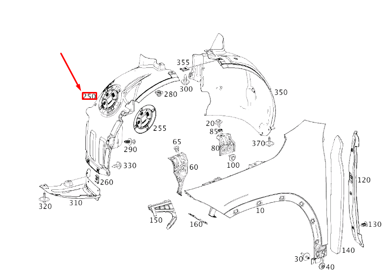 new mb b w247 front right wheel housing liner front part a1776900204 original