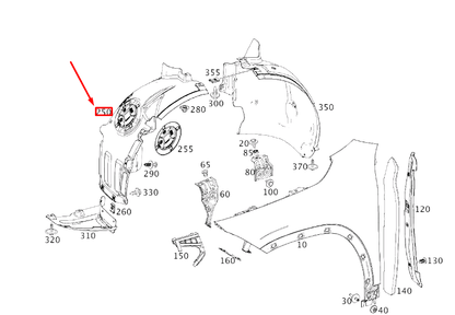 new mb b w247 front right wheel housing liner front part a1776900204 original
