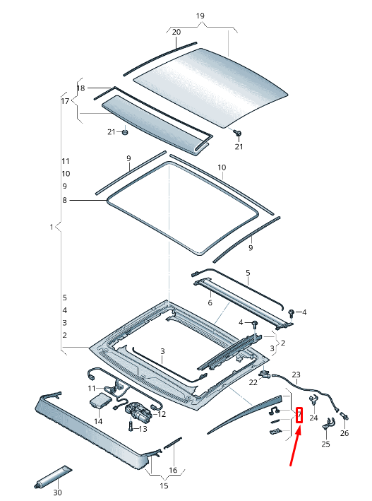 NEW AUDI A6 4A C8 RIGHT SUNROOF OPENING TRIM 4K5877782 ORIGINAL