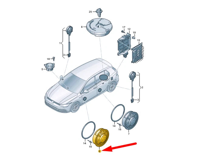NEW VOLKSWAGEN GOLF MK8 FRONT DOOR BASS LOUDSPEAKER 5H0035453 ORIGINAL