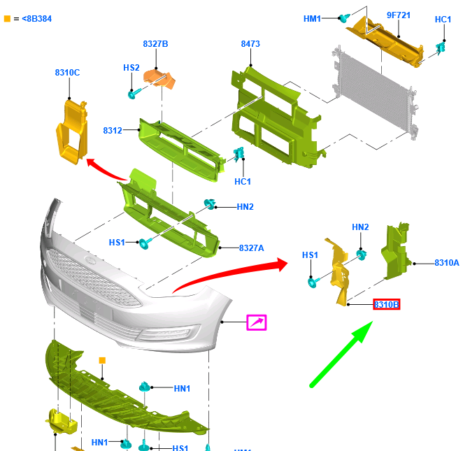 new ford grand c-max mk2 front right air deflector f1cb-8338-ac 1907836 original