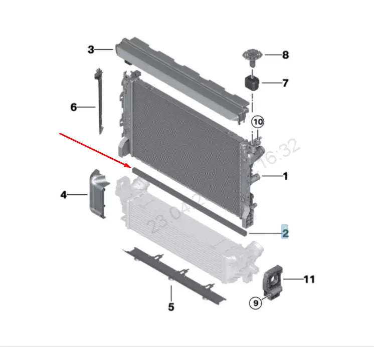 NEW BMW 7 G11 LOWER RADIATOR SEALING TRIM 17118577642 8577642 2016 ORIGINAL
