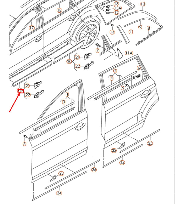 NEW AUDI Q7 4L FRONT LEFT DOOR LOWER MOLDING 4L0853959FGRU ORIGINAL