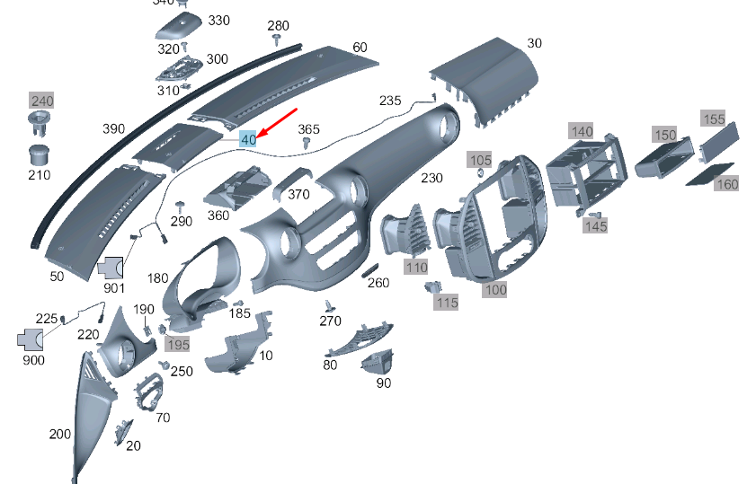 NEW MB VITO W447 DASHBOARD CENTRE UPPER COVER TRIM A44768914379051 ORIGINAL