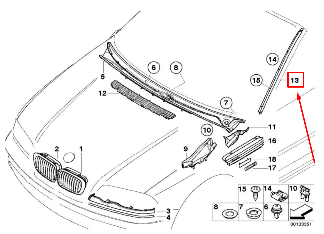 new bmw 3 e46 right exterior trim covering 8227634 51718227634 original