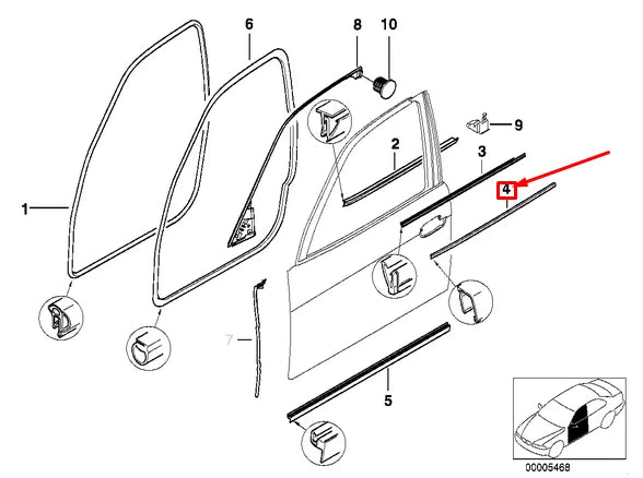 NEW BMW 5 E39 FRONT RIGHT DOOR EXTERIOR MOULDING 51218159258 8159258 ORIGINAL