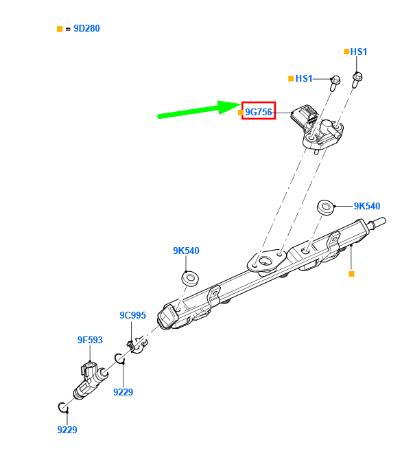 new ford maverick fuel pressure sensor 4490313 3f2e-9g756-ad original
