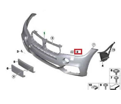 NEW BMW X5 F15 RIGHT HEADLIGHT WASHER COVER CAP 51118059938 ORIGINAL