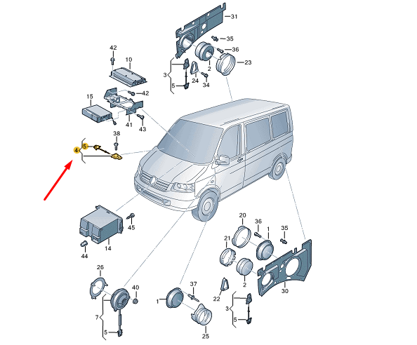NEW VW TRANSPORTER T5 DASHBOARD TREBLE SPEAKER 7E0035411D ORIGINAL