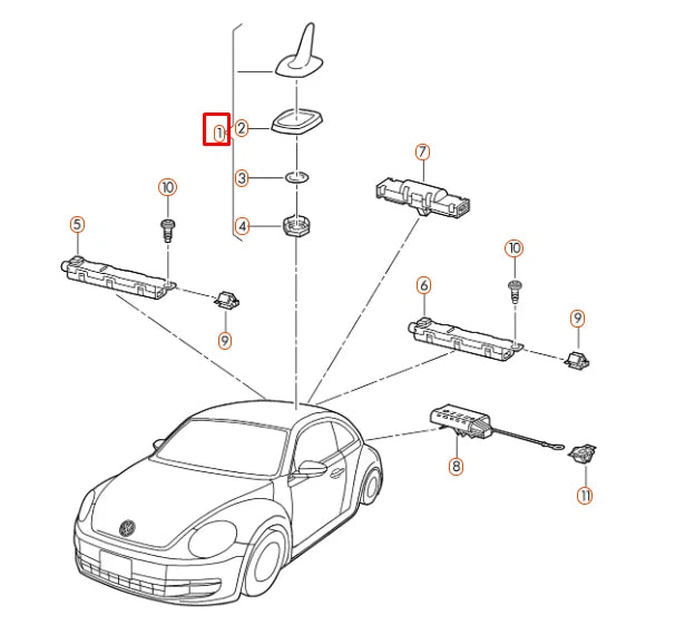 NEW VOLKSWAGEN TOUAREG 7P ROOF SHARK AERIAL ANTENNA 3C0035507AB ORIGINAL