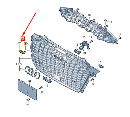 new audi a3 sportback 8y radiator grille inscription 8y0853736b2zz original