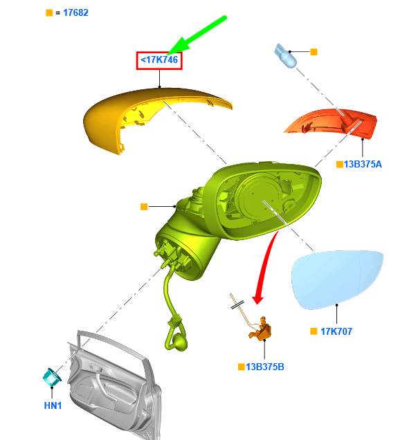 new ford fiesta mk6 wt front right door mirror housing cover 1900275 original