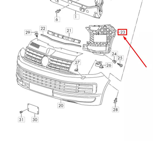NEW VW TRANSPORTER T6 FRONT RIGHT BUMPER GUIDE PROFILE 7E0807178A ORIGINAL