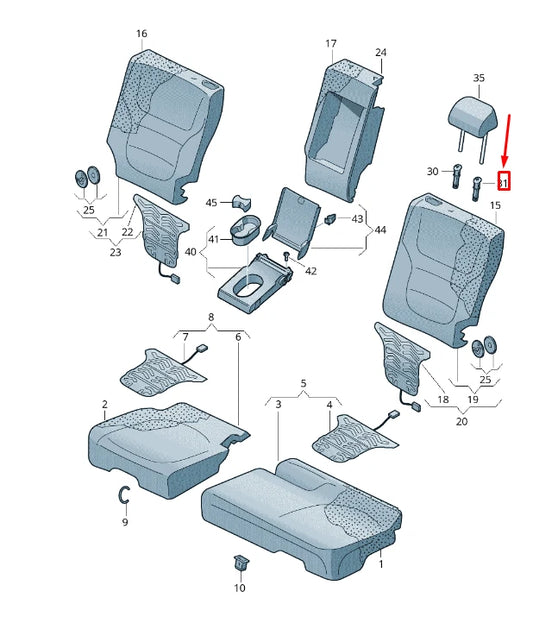 NEW VW TOUAREG 7P REAR LEFT HEAD REST ADJUSTABLE GUIDE 1K0881920AD95T