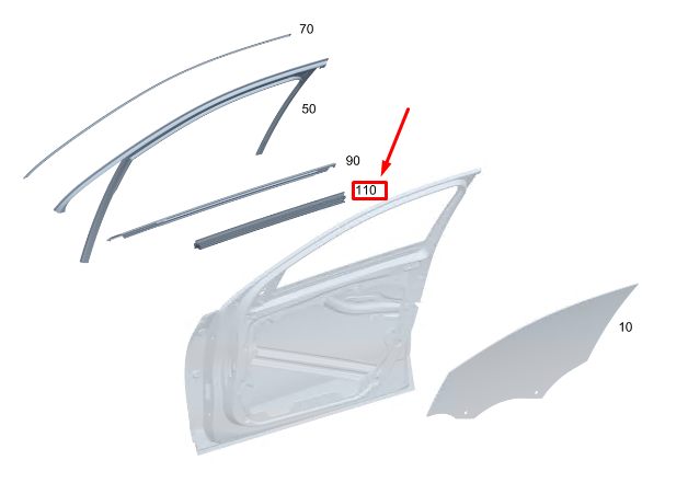 new mercedes-benz c s206 front right inner door sealing rail a2067250400