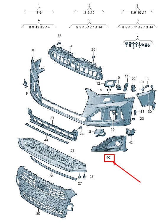 NEW AUDI A5 SPORTBACK F5 FRONT RIGHT AIR GUIDE GRILLE 8W6807682ST94 ORIGINAL