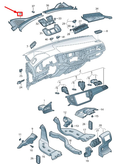 NEW VOLKSWAGEN T-ROC A11 LEFT WATER BOX COVER RHD 2GB819403A9B9 ORIGINAL