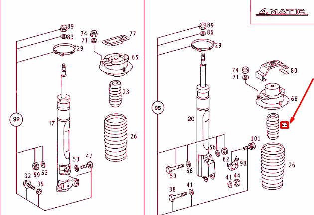NEW MERCEDES-BENZ E W124 FRONT STRUT BUMP STOP BUFFER A1243230744 ORIGINAL