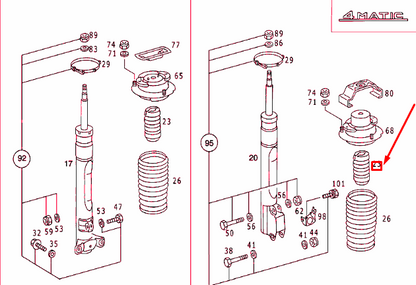 NEW MERCEDES-BENZ E W124 FRONT STRUT BUMP STOP BUFFER A1243230744 ORIGINAL
