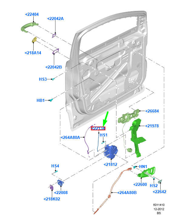 new ford kuga mk2 front door latch to cylinder rod rhd 5220717 original