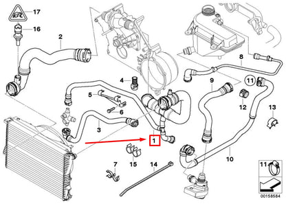 NEW BMW X5 E53 UPPER RADIATOR COOLANT HOSE 7500746 11537500746 ORIGINAL