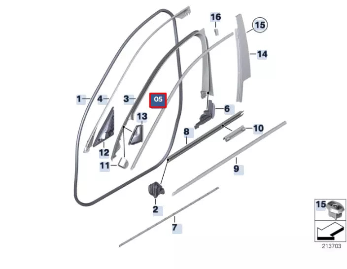 NEW BMW 5 F10 FRONT RIGHT DOOR TOP WINDOW TRIM 51337182282 7182282 ORIGINAL