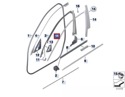 NEW BMW 5 F10 FRONT RIGHT DOOR TOP WINDOW TRIM 51337182282 7182282 ORIGINAL