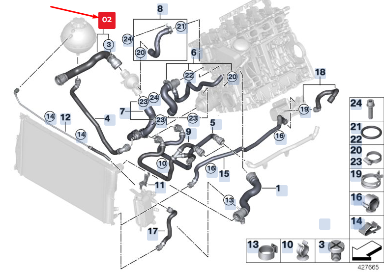new bmw 5 gran turismo f07 engine coolant hose 17127640917 7640917 original