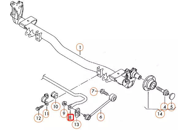 NEW VOLKSWAGEN CADDY MK3 REAR ANTI-ROLL SWAY BAR 2K3511409D ORIGINAL