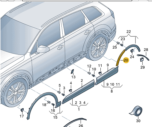 NEW AUDI Q7 4M REAR RIGHT WHEEL COVER 4M0854820HGRU ORIGINAL