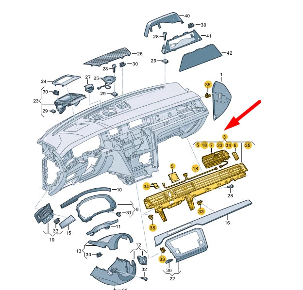 NEW VOLKSWAGEN ARTEON 3H7 DASHBOARD RIGHT TRIM LHD 3G8858416TXGY ORIGINAL