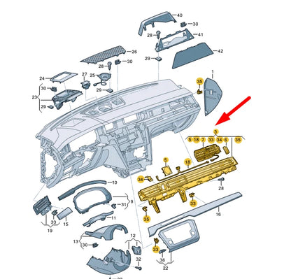 NEW VOLKSWAGEN ARTEON 3H7 DASHBOARD RIGHT TRIM LHD 3G8858416TXGY ORIGINAL