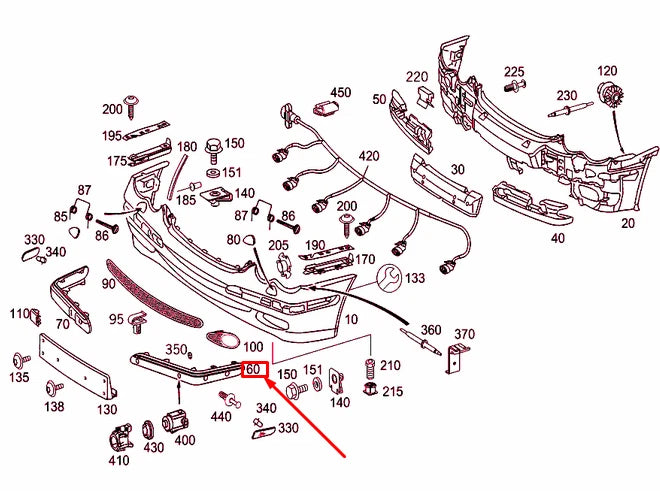 NEW MERCEDES-BENZ C W203 FRONT BUMPER LEFT RAIL A20388517219040 ORIGINAL