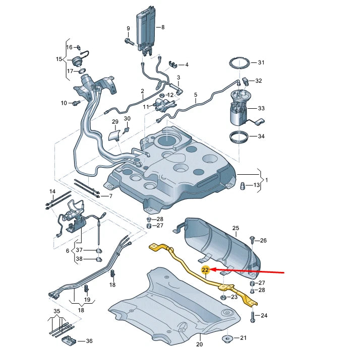 NEW VOLKSWAGEN ARTEON 3H7 FUEL TANK CROSS MEMBER 3Q0201259 ORIGINAL