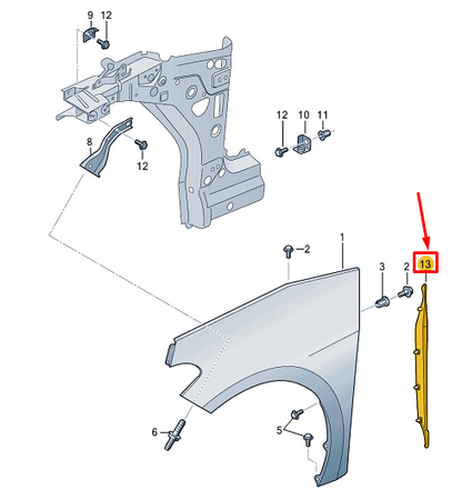 new vw id.3 e11 front left wing closing element 10a821111a original