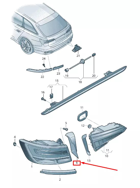 NEW AUDI A6 C8 REAR RIGHT TAIL LIGHT TRIM 4K5945254 ORIGINAL
