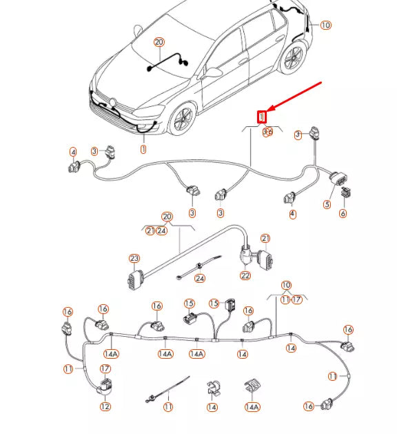 NEW VOLKSWAGEN GOLF MK7 FRONT BUMPER PDC WIRING SET 5G0971095L