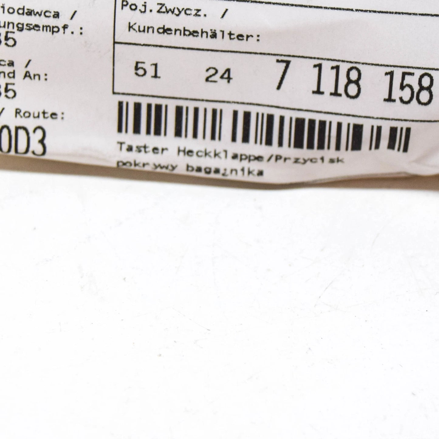 NEW BMW 3 E90 BOOT LID RELEASE HANDLE 51247118158 7118158 2008 ORIGINAL