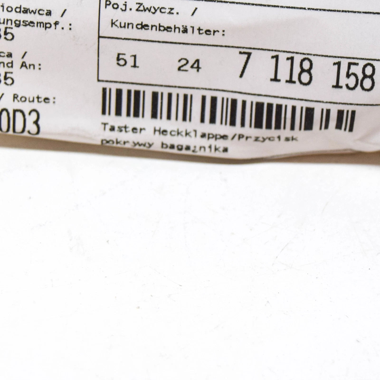 NEW BMW 3 E90 BOOT LID RELEASE HANDLE 51247118158 7118158 2008 ORIGINAL