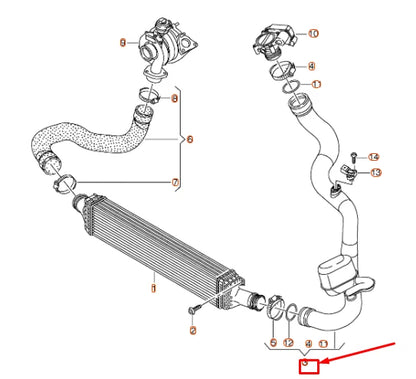 NEW AUDI A4 B8 LEFT CHARGE AIR COOLER PRESSURE HOSE 8K0145673AC ORIGINAL