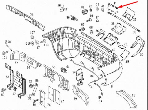 NEW MB M-CLASS W163 REAR RIGHT BUMPER TOW EYE COVER A16388016059999 ORIGINAL